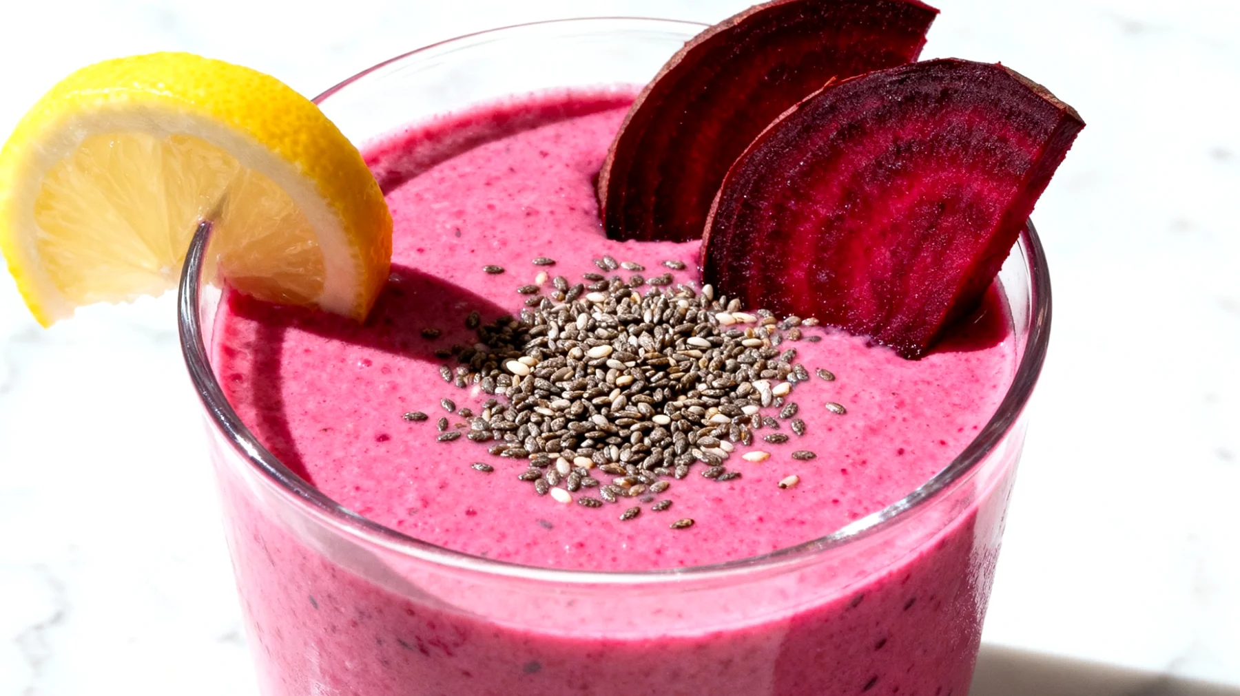 Rote-Bete-Ingwer-Smoothie mit Chiasamen und Zitrone"